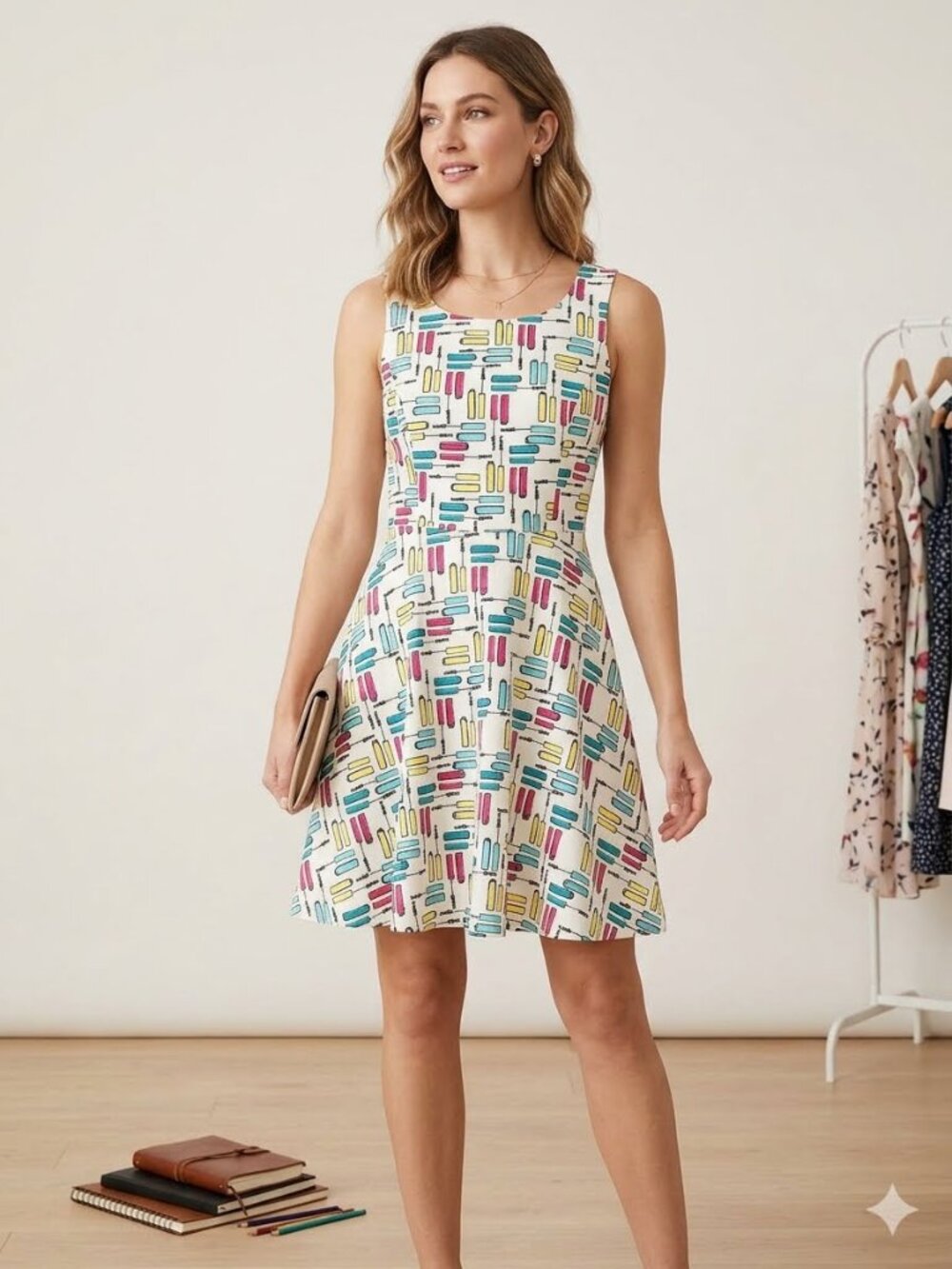 Retrolicious mascara wand cotton dress, size large